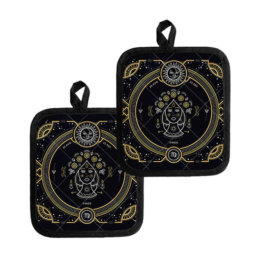 Vintage Virgo Zodiac Sign Print Pot Holders