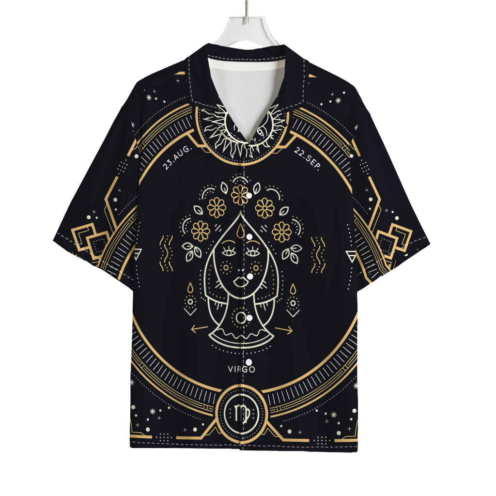 Vintage Virgo Zodiac Sign Print Rayon Hawaiian Shirt