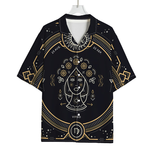 Vintage Virgo Zodiac Sign Print Rayon Hawaiian Shirt