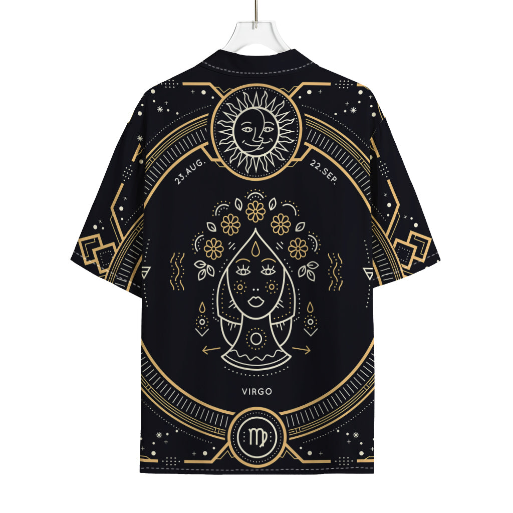 Vintage Virgo Zodiac Sign Print Rayon Hawaiian Shirt