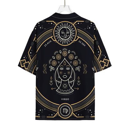 Vintage Virgo Zodiac Sign Print Rayon Hawaiian Shirt