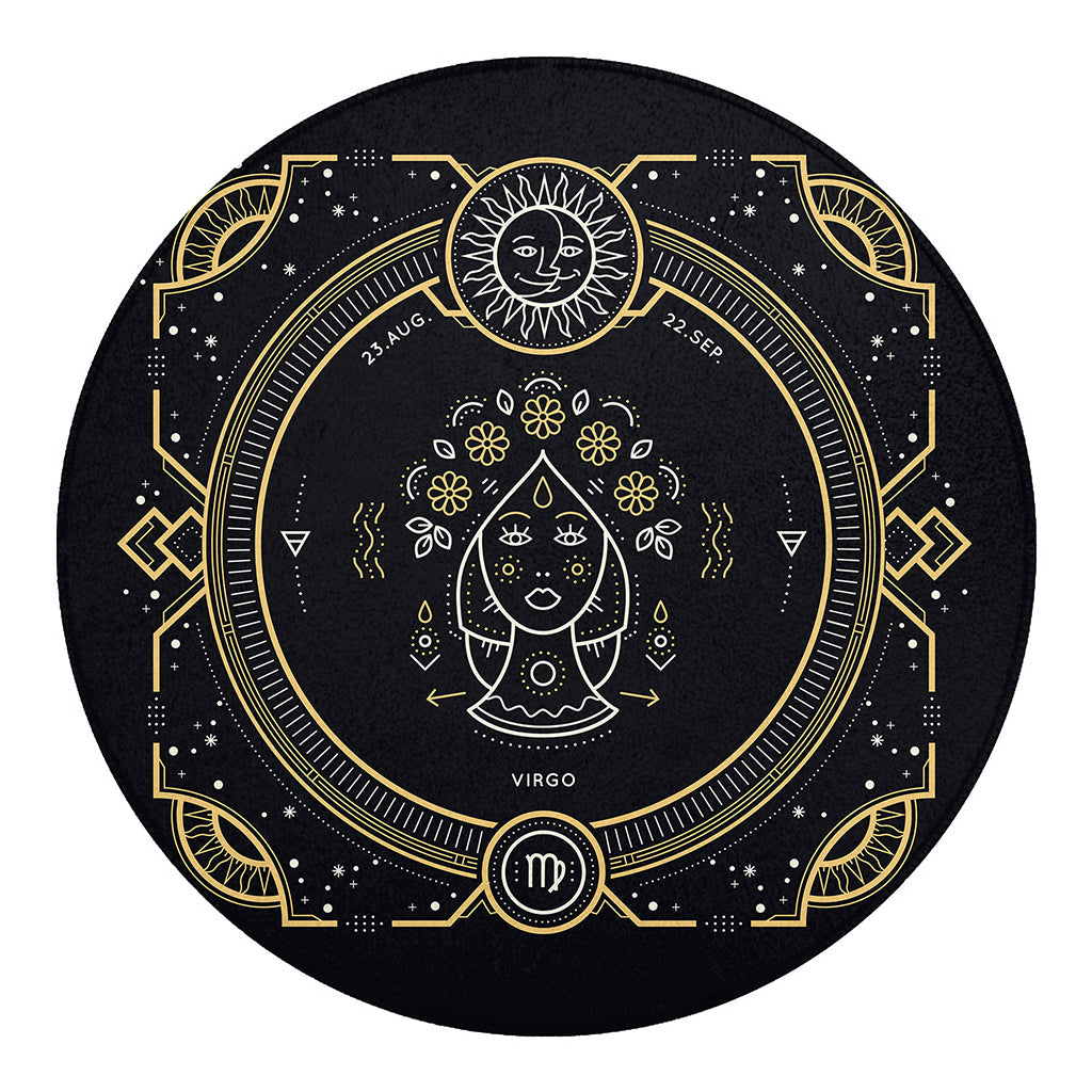 Vintage Virgo Zodiac Sign Print Round Blanket