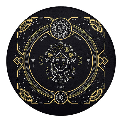 Vintage Virgo Zodiac Sign Print Round Blanket