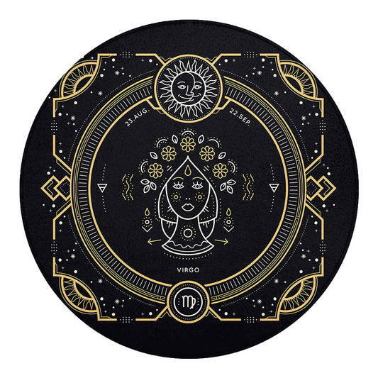 Vintage Virgo Zodiac Sign Print Round Blanket