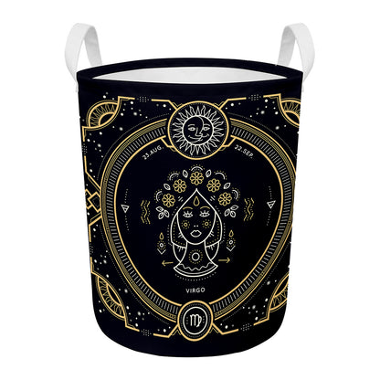 Vintage Virgo Zodiac Sign Print Round Laundry Basket