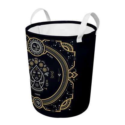 Vintage Virgo Zodiac Sign Print Round Laundry Basket