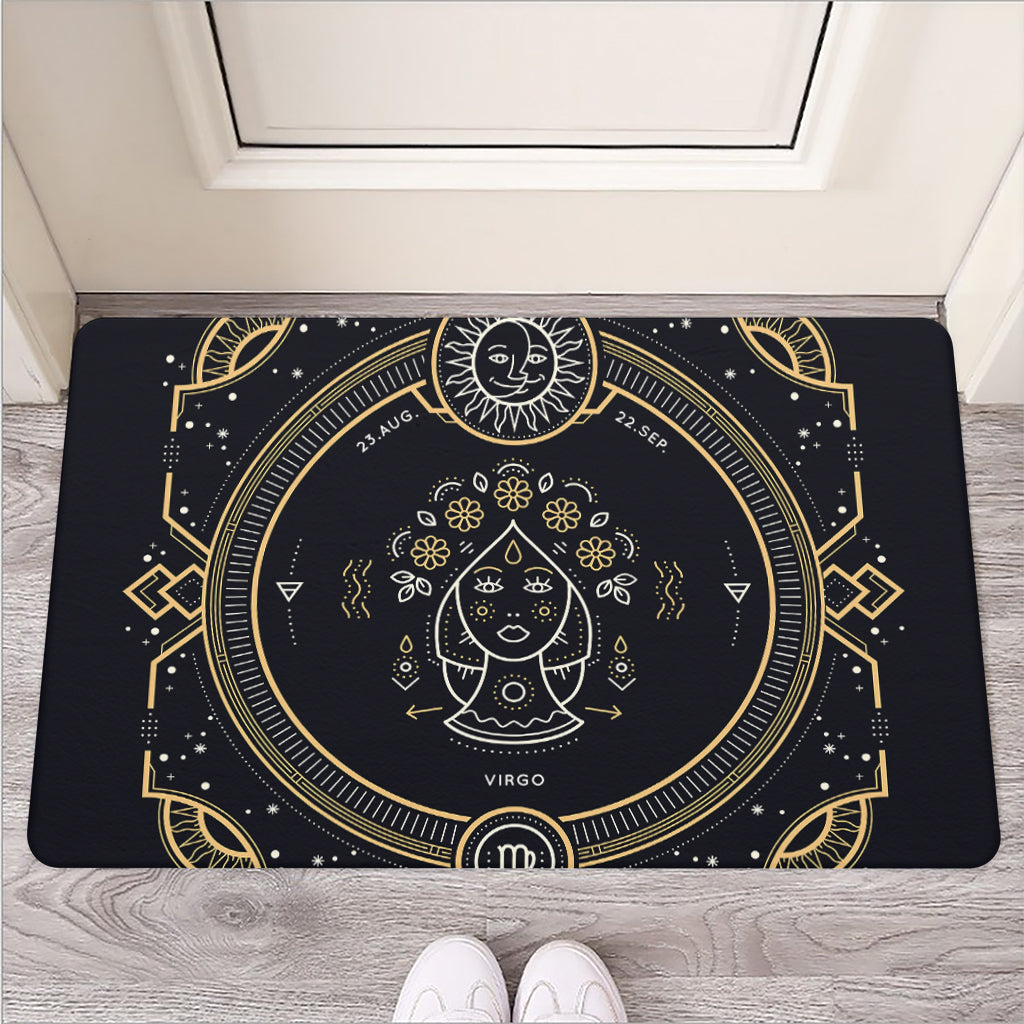 Vintage Virgo Zodiac Sign Print Rubber Doormat