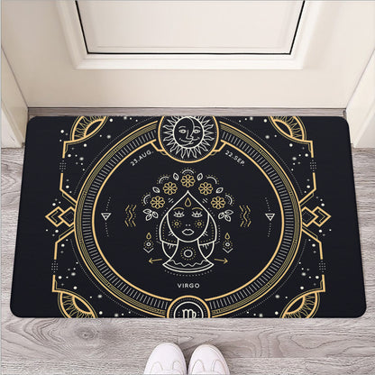 Vintage Virgo Zodiac Sign Print Rubber Doormat