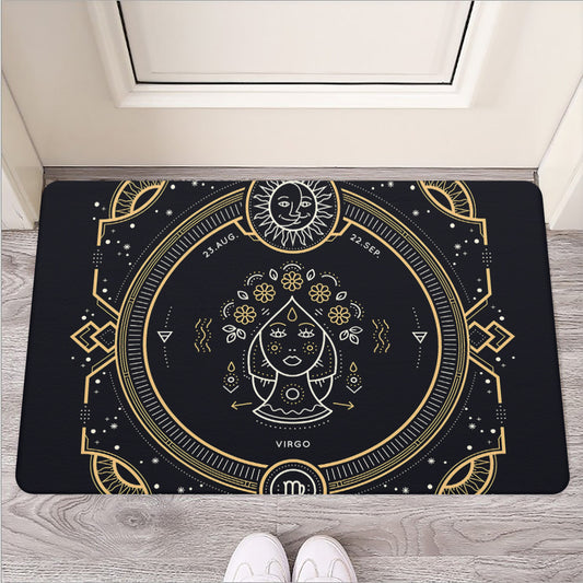 Vintage Virgo Zodiac Sign Print Rubber Doormat