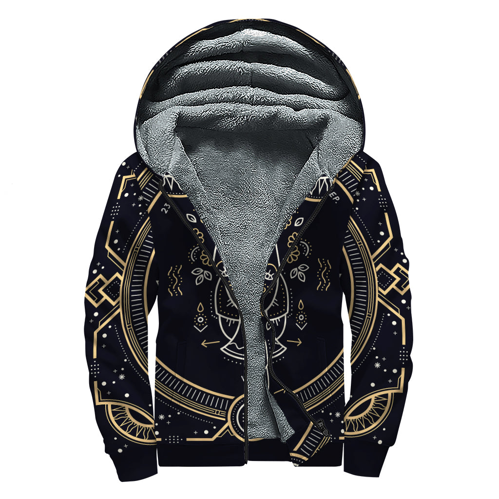 Vintage Virgo Zodiac Sign Print Sherpa Lined Zip Up Hoodie