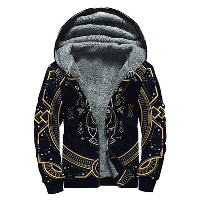 Vintage Virgo Zodiac Sign Print Sherpa Lined Zip Up Hoodie