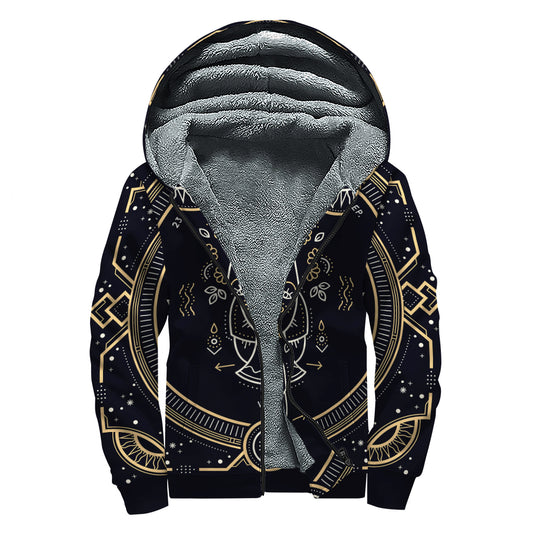 Vintage Virgo Zodiac Sign Print Sherpa Lined Zip Up Hoodie