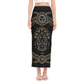 Vintage Virgo Zodiac Sign Print Side Slit Maxi Skirt