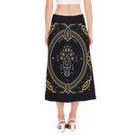 Vintage Virgo Zodiac Sign Print Side Slit Midi Skirt