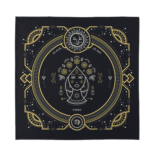 Vintage Virgo Zodiac Sign Print Silk Bandana