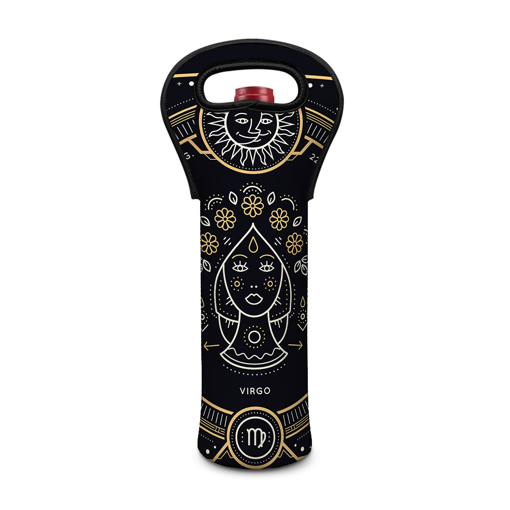 Vintage Virgo Zodiac Sign Print Single Neoprene Wine Tote