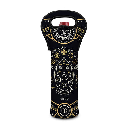 Vintage Virgo Zodiac Sign Print Single Neoprene Wine Tote