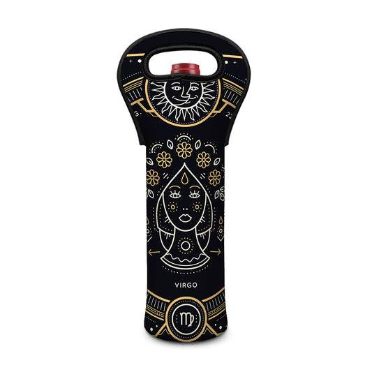 Vintage Virgo Zodiac Sign Print Single Neoprene Wine Tote