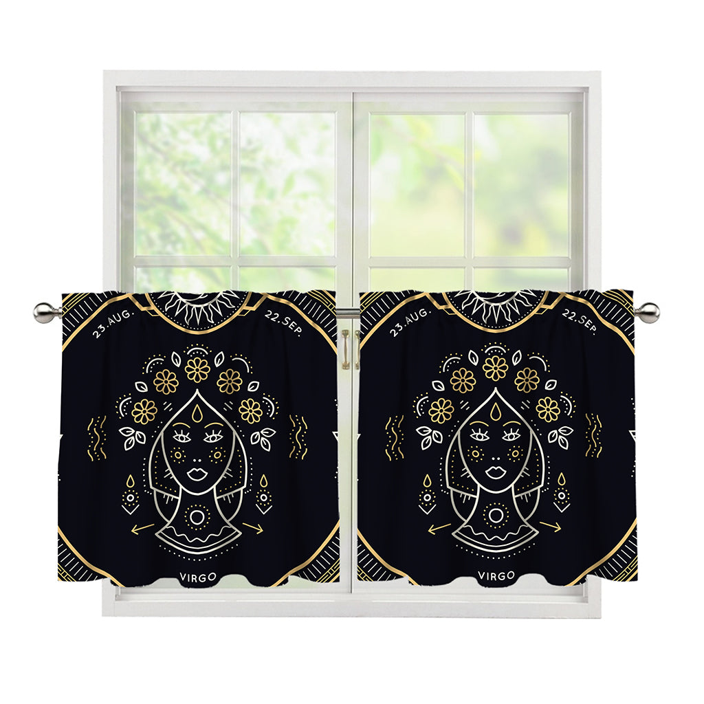 Vintage Virgo Zodiac Sign Print Tier Curtains