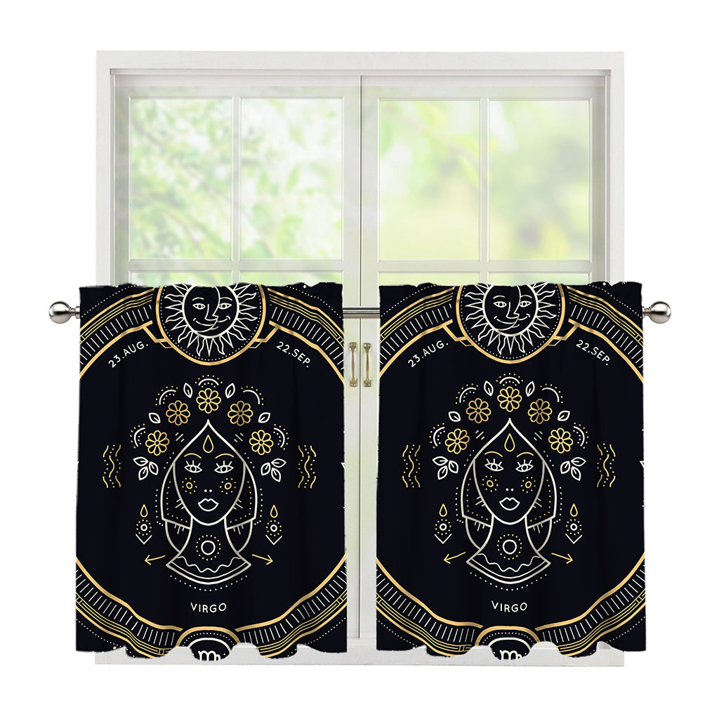 Vintage Virgo Zodiac Sign Print Tier Curtains