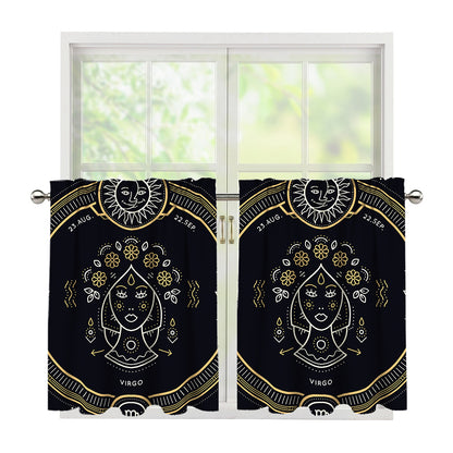 Vintage Virgo Zodiac Sign Print Tier Curtains