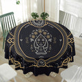 Vintage Virgo Zodiac Sign Print Waterproof Round Tablecloth