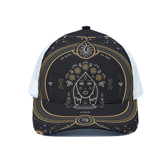 Vintage Virgo Zodiac Sign Print White Mesh Trucker Cap