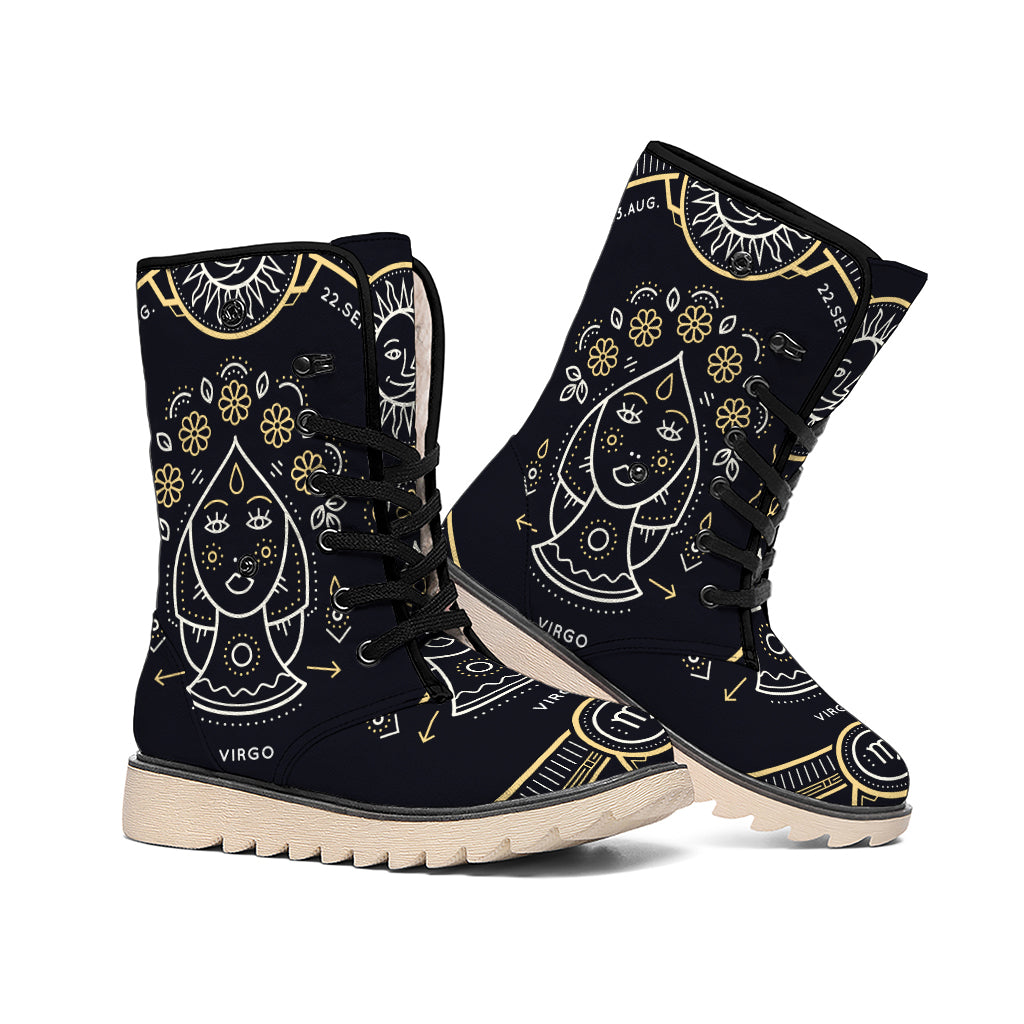 Vintage Virgo Zodiac Sign Print Winter Boots