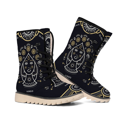 Vintage Virgo Zodiac Sign Print Winter Boots