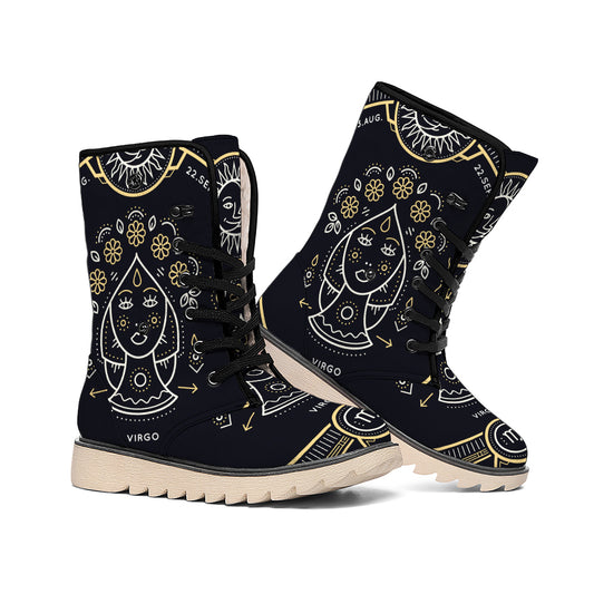 Vintage Virgo Zodiac Sign Print Winter Boots