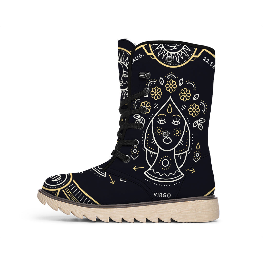Vintage Virgo Zodiac Sign Print Winter Boots