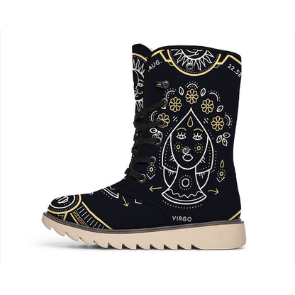Vintage Virgo Zodiac Sign Print Winter Boots