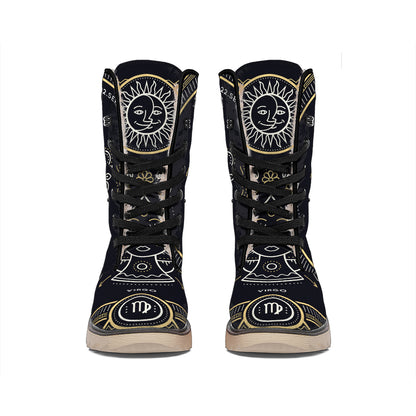 Vintage Virgo Zodiac Sign Print Winter Boots