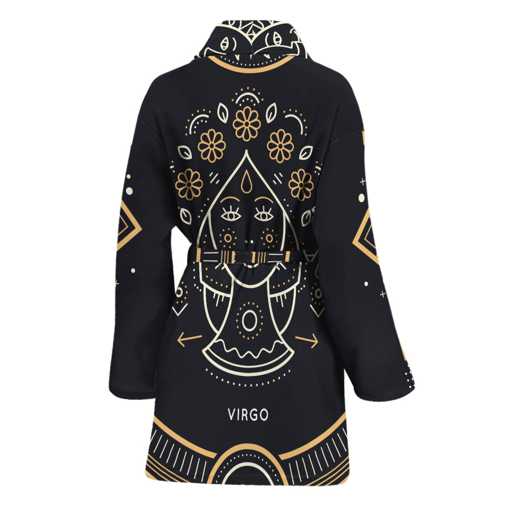 Vintage Virgo Zodiac Sign Print Women's Bathrobe