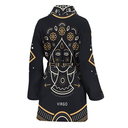 Vintage Virgo Zodiac Sign Print Women's Bathrobe