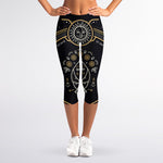 Vintage Virgo Zodiac Sign Print Women's Capri Leggings