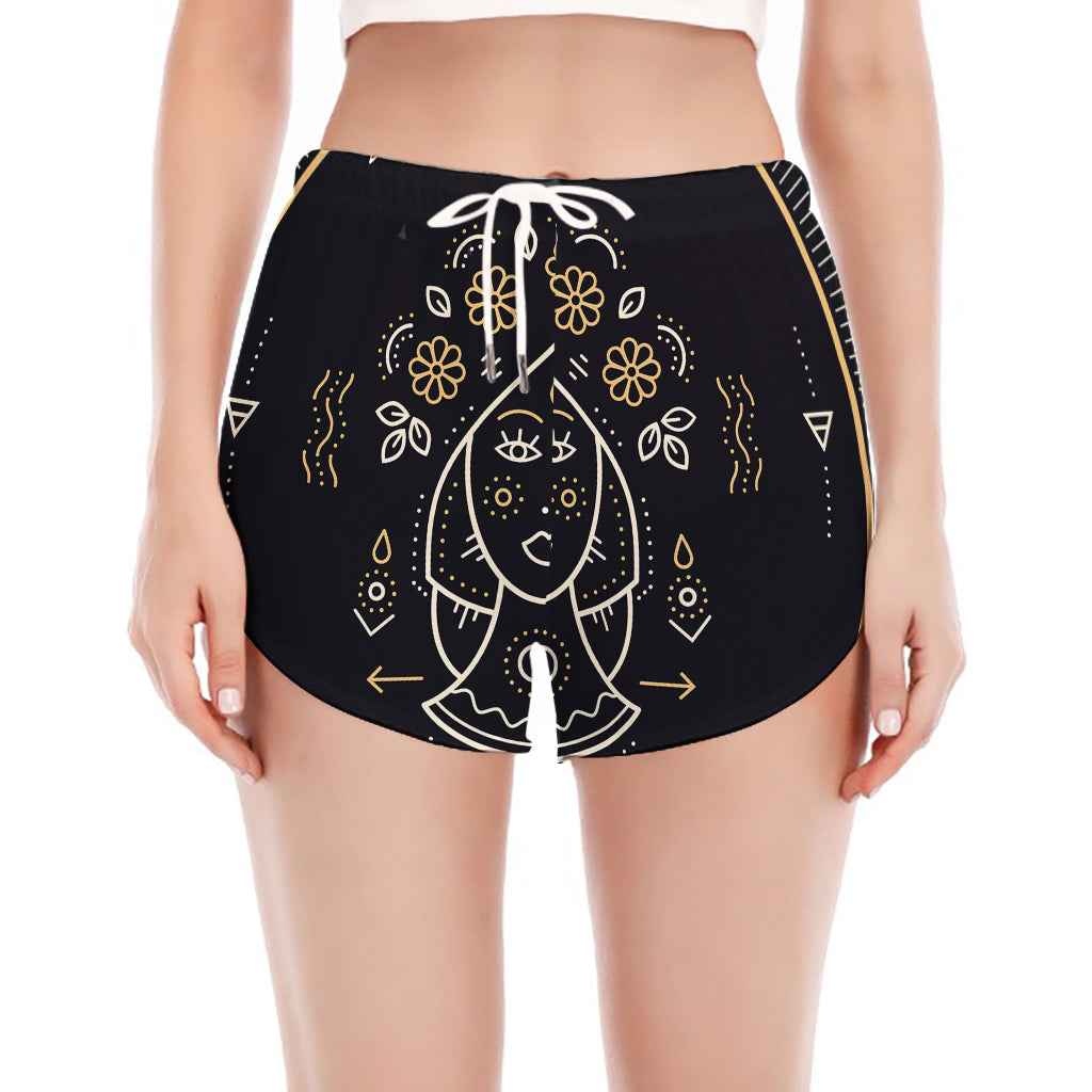 Vintage Virgo Zodiac Sign Print Women's Split Running Shorts