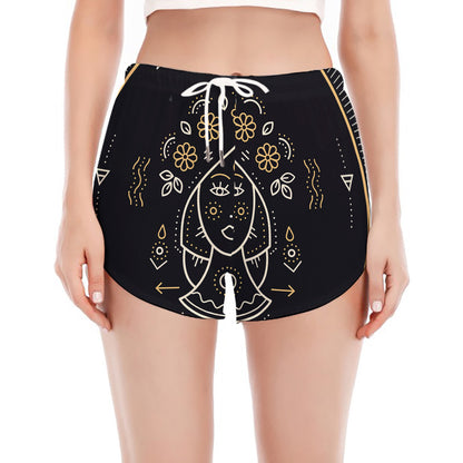 Vintage Virgo Zodiac Sign Print Women's Split Running Shorts
