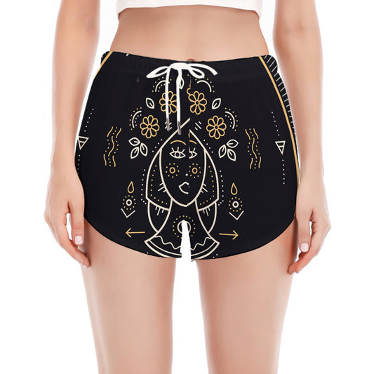 Vintage Virgo Zodiac Sign Print Women's Split Running Shorts