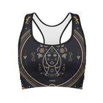 Vintage Virgo Zodiac Sign Print Women's Sports Bra
