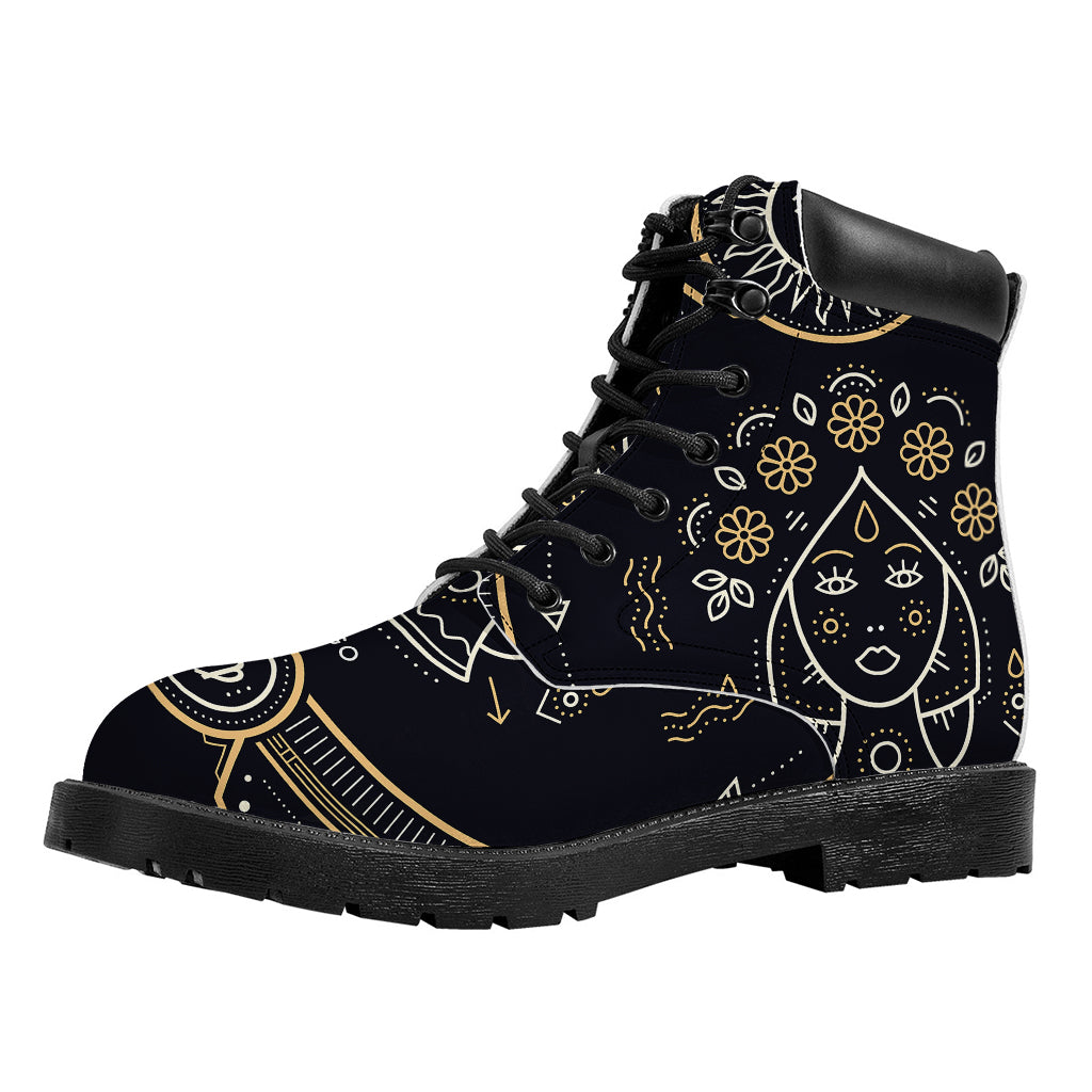 Vintage Virgo Zodiac Sign Print Work Boots