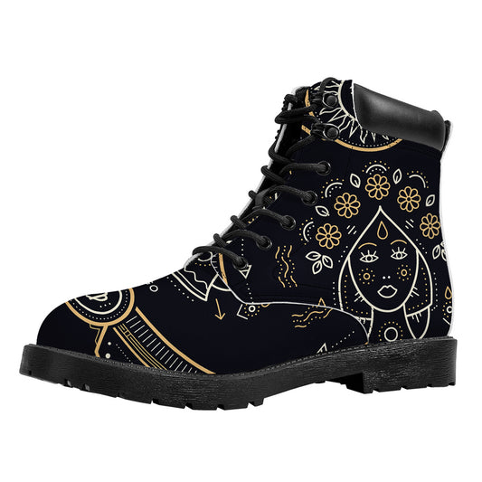 Vintage Virgo Zodiac Sign Print Work Boots