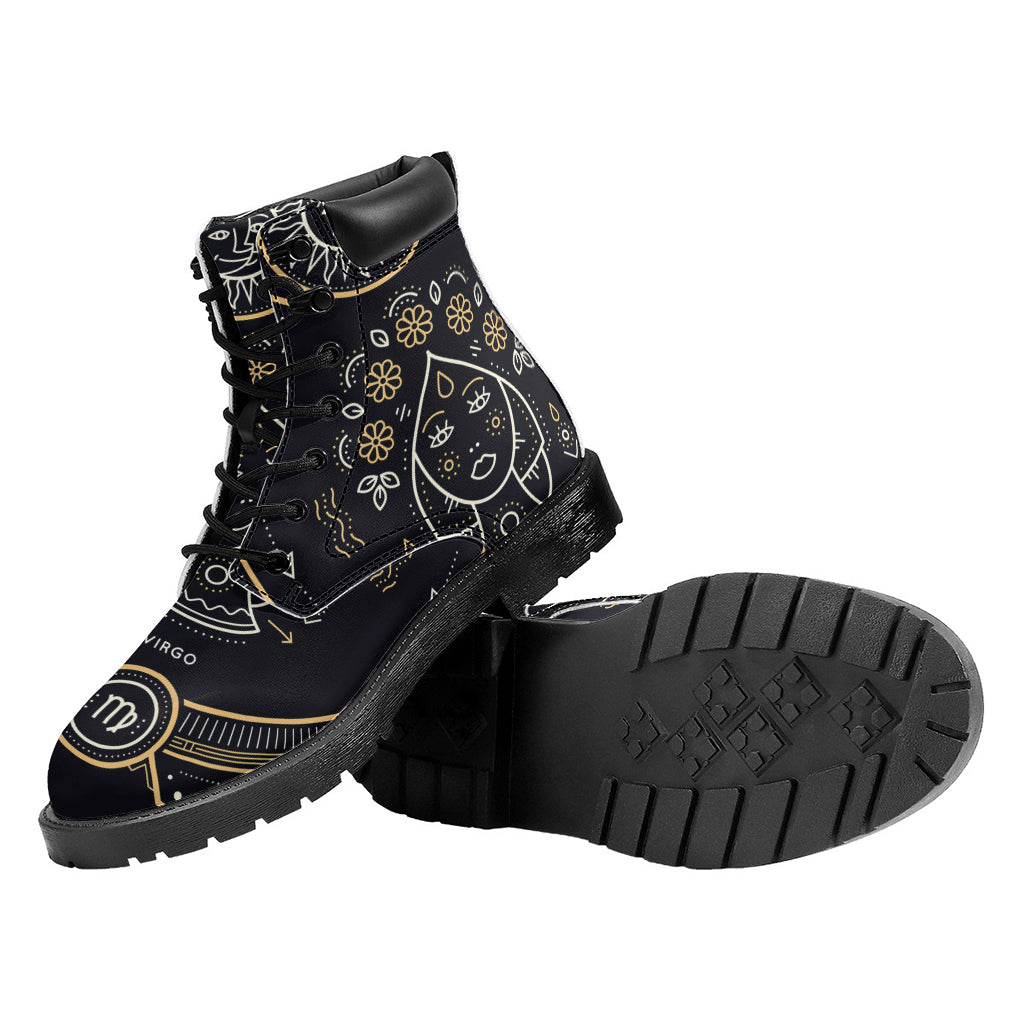 Vintage Virgo Zodiac Sign Print Work Boots