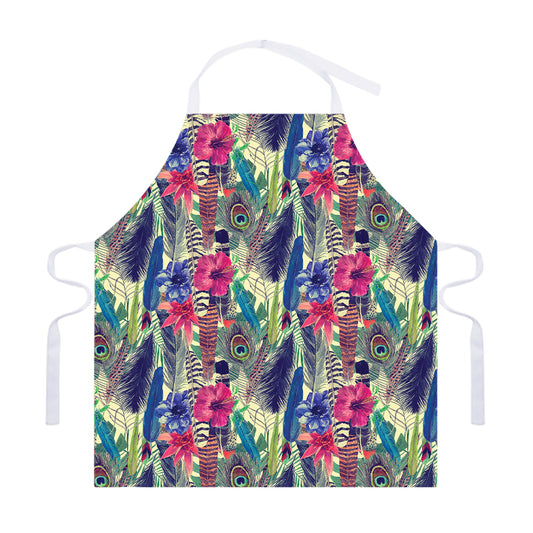 Vintage Watercolor Feather Print Adjustable Apron