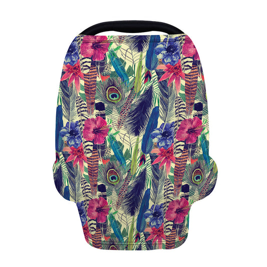 Vintage Watercolor Feather Print Baby Seat Cover