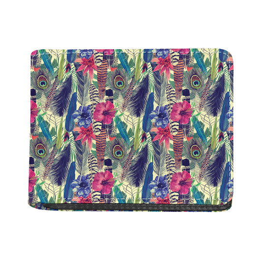 Vintage Watercolor Feather Print Bifold Wallet
