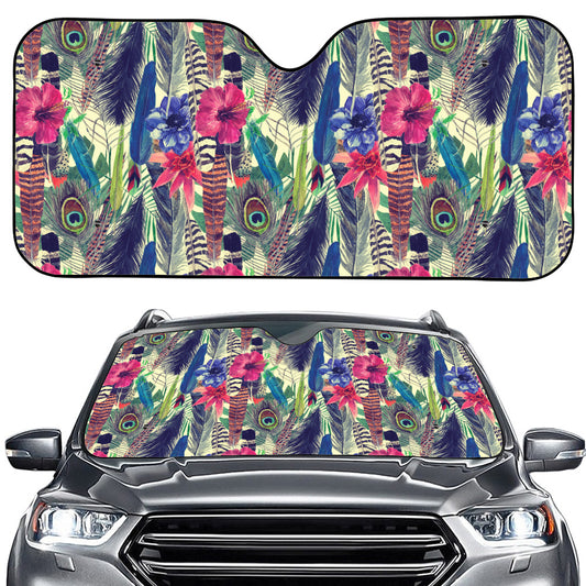 Vintage Watercolor Feather Print Car Windshield Sun Shade