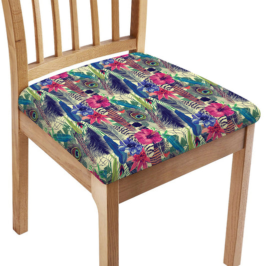 Vintage Watercolor Feather Print Chair Cushion Cover