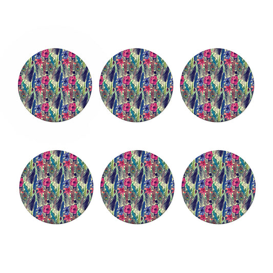 Vintage Watercolor Feather Print Coaster Set