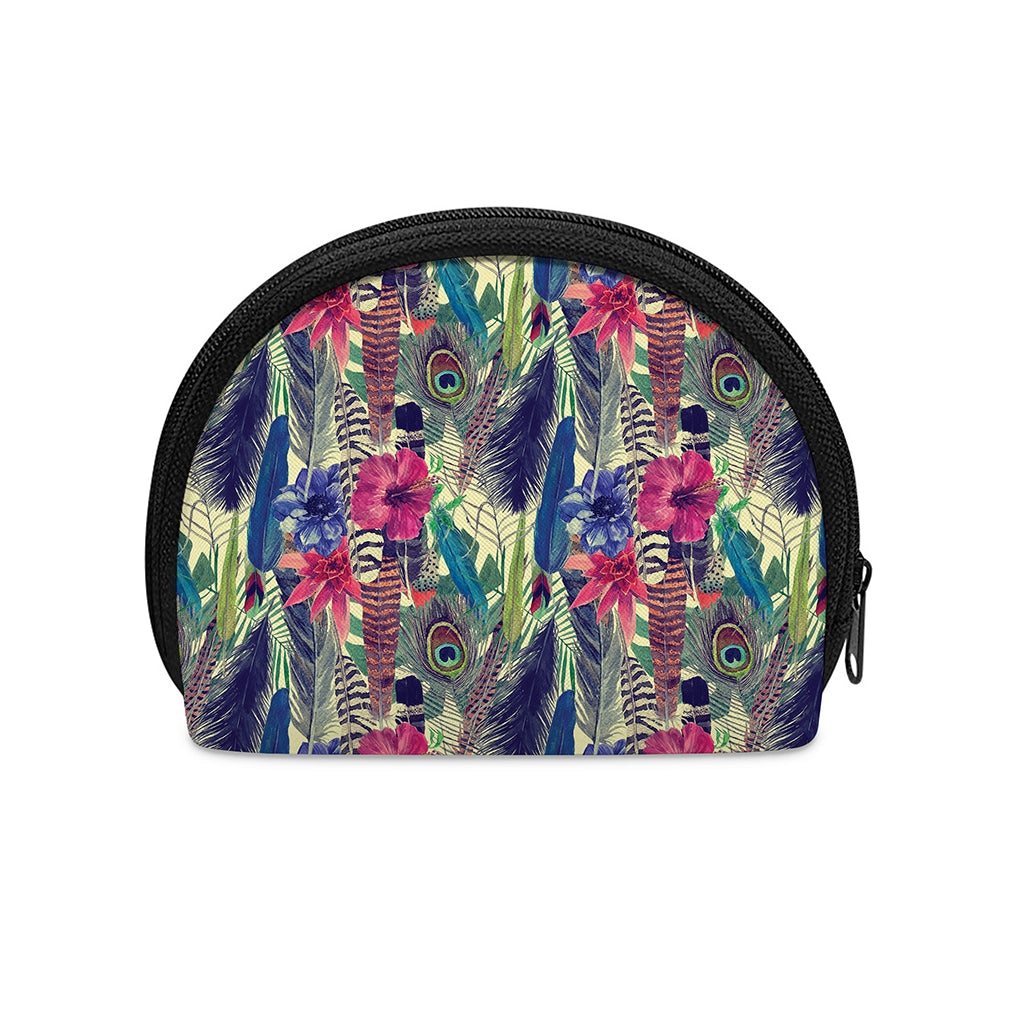 Vintage Watercolor Feather Print Coin Purse